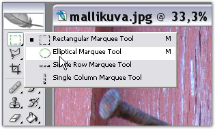 Työkalupaletin painike voi sisältää useampia työkaluja.