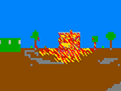 Näin se talo lopulta tuhoutuu.