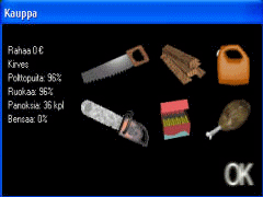 Kaikki mitä kirvesmiehen tarvitsee kaupasta hakea.