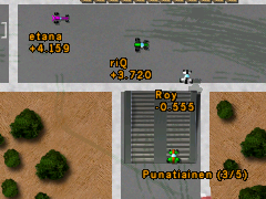 Auton viereen tai näkymän kulmaan saa halutessaan näkyviin oman sijoituksen ja eron kilpailijoihin.