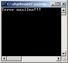 Ensimmäisen LUA-ohjelman tuloste